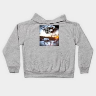 Winter Homestead Sunset Kids Hoodie